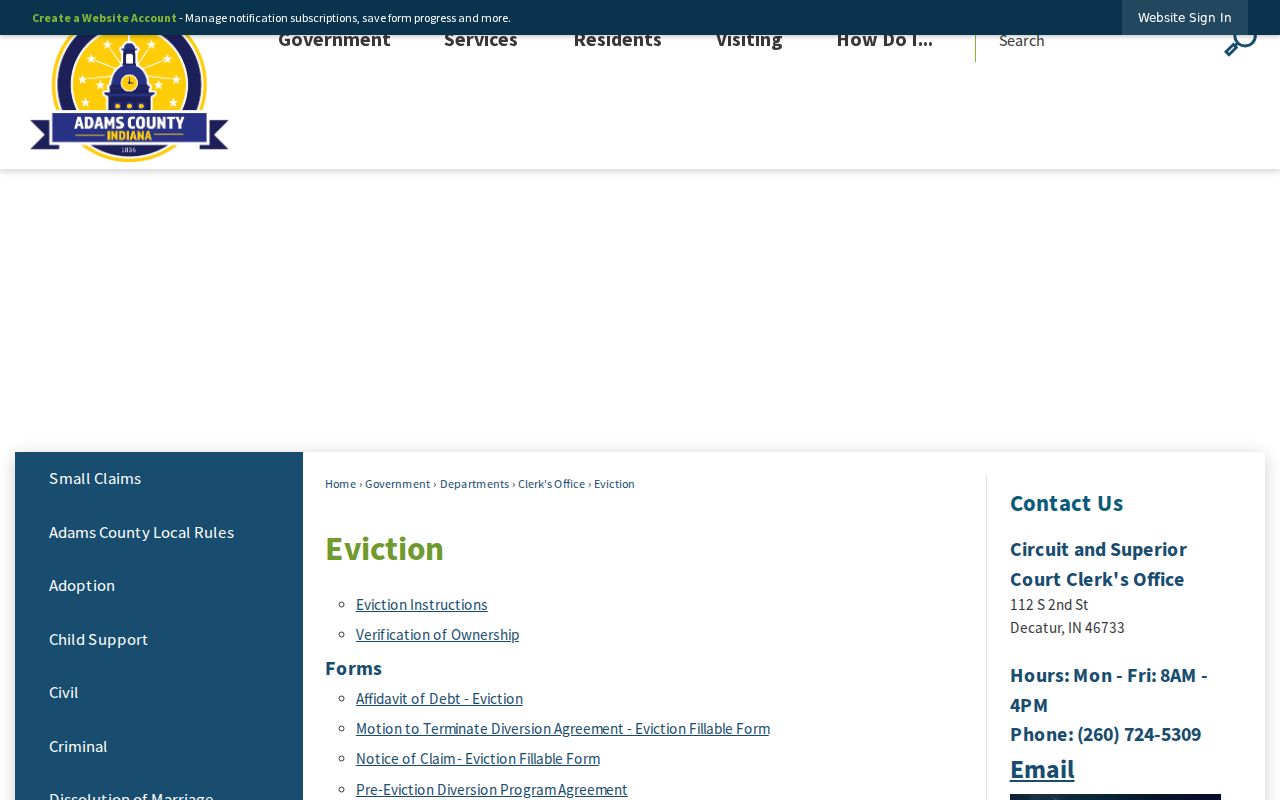 Adams County eviction and civil filing information