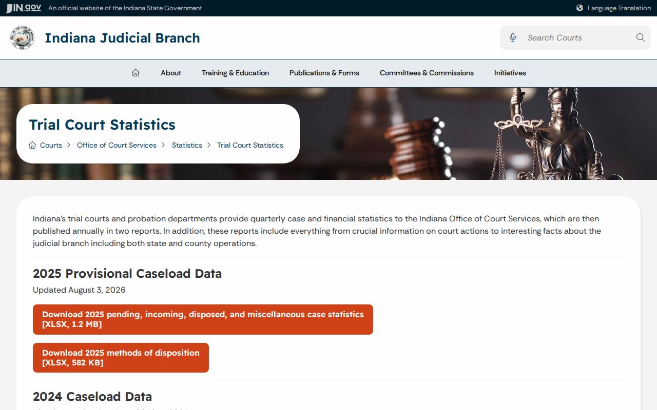 Indiana trial court statistics portal
