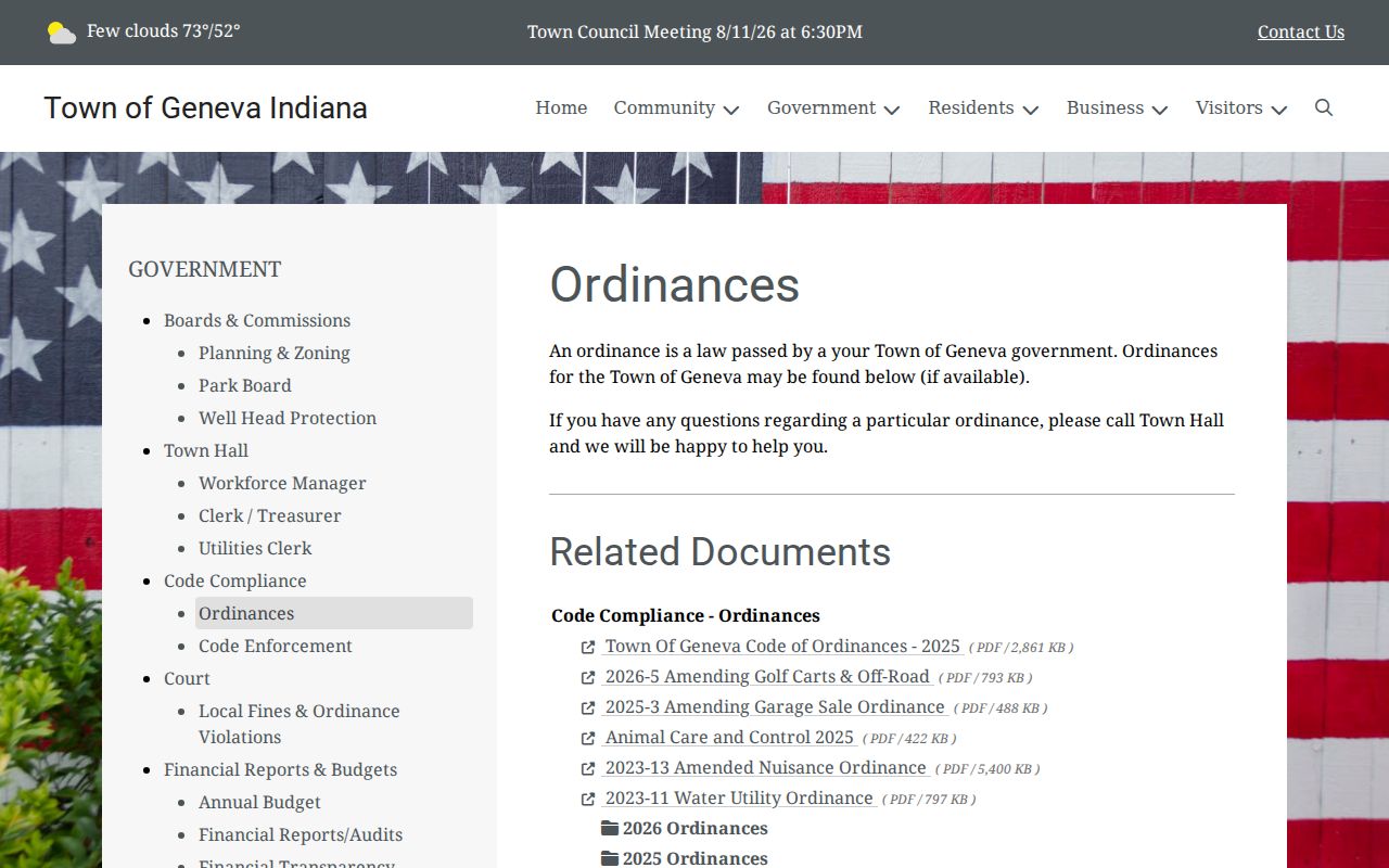 Official Geneva ordinance repository with local code materials