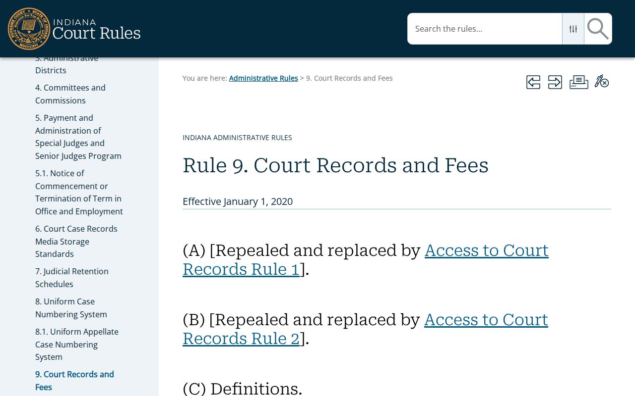 Indiana Administrative Rule 9 for remote court-record access